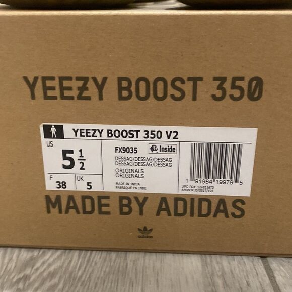 AUTHENTIC Yeezy 350 Boost Dessert Sage with reflective strip size 5.5 - Picture 4 of 5